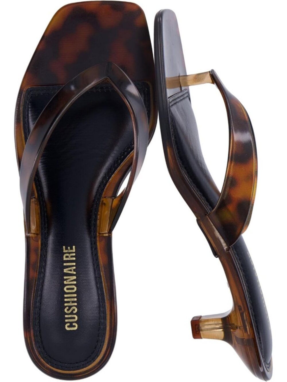 Women's Brown Jelly Thong Casual Elegant Kitten Low Heel Clear Sandal For Beach